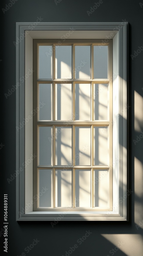 Fototapeta premium Window Frame Design, Modern Window Treatment, Interior Decor, Contemporary Wall Sconce