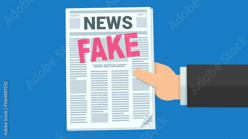 Animation of a hand holding a newspaper with the headline 