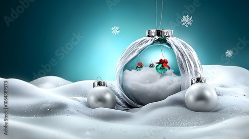 Minimalist snow background with vibrant red accents for Christmas cheer