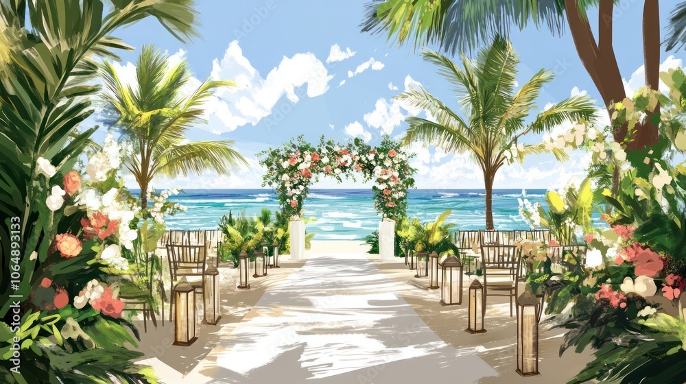 Fototapeta premium Wedding planners specializing in destination weddings to provide stress-free, unforgettable celebrations. Illustrations