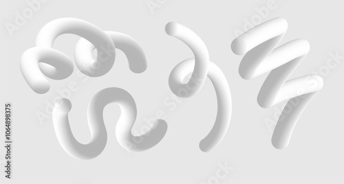 Abstract curve white gradient line. Gradient 3d swirl blend stroke. Elements design. Motion twisted liquid line shape