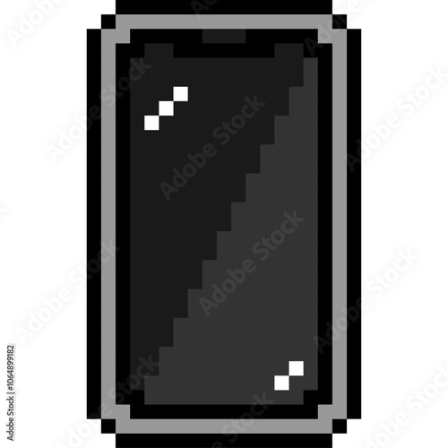 iPhone 12 スマートフォン3 シルバードット絵 8bit (.ai)