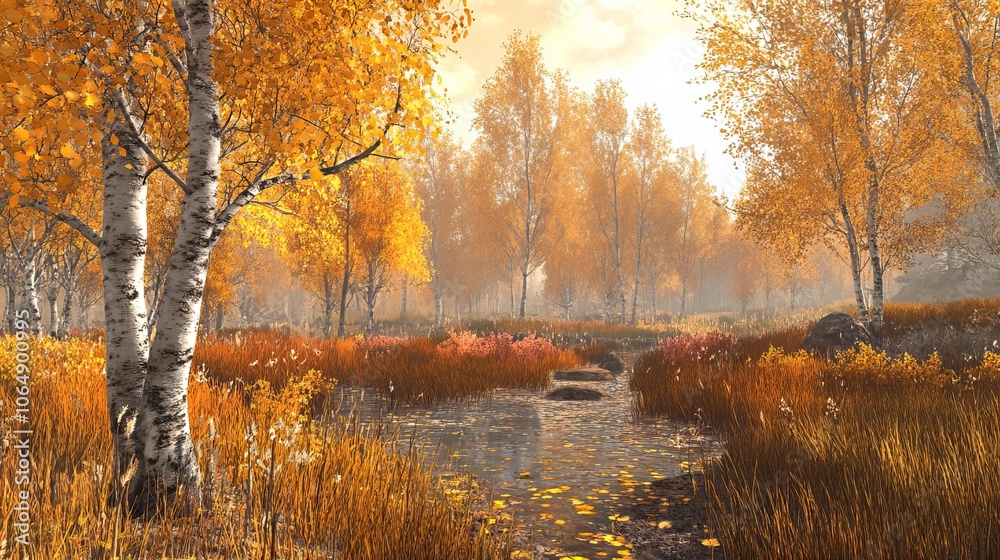 Fototapeta premium As summer bids farewell, autumn greets us with its golden hues.