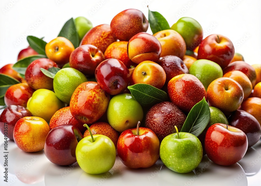Fresh Jujube Fruits on a White Background, Highlighting Their Vibrant Color and Texture, Perfect for Culinary and Nutritional Illustrations, Stock Photography for Health and Food Concepts Fresh Jujube Fruits on a White Background, Highlighting Their Vibrant Color and Texture, Perfect for Culinary and Nutritional Illustrations, Stock Photography for Health and Food Concepts