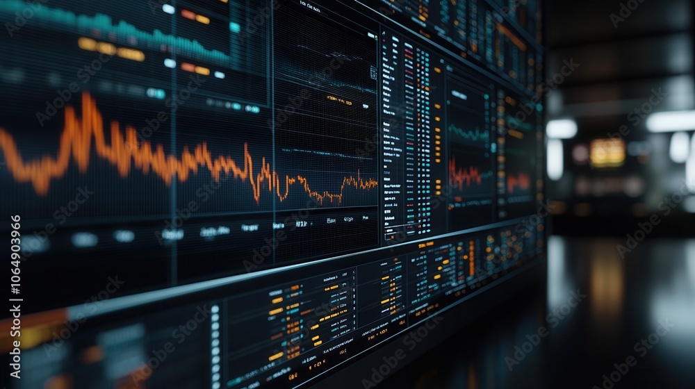 Close-up view of dynamic financial data displayed on a modern dashboard, showcasing graphs and analytics in a digital environment. Close-up view of dynamic financial data displayed on a modern dashboard, showcasing graphs and analytics in a digital environment.