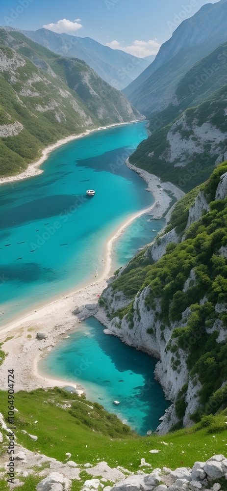 Fototapeta premium lake and mountains in the summer