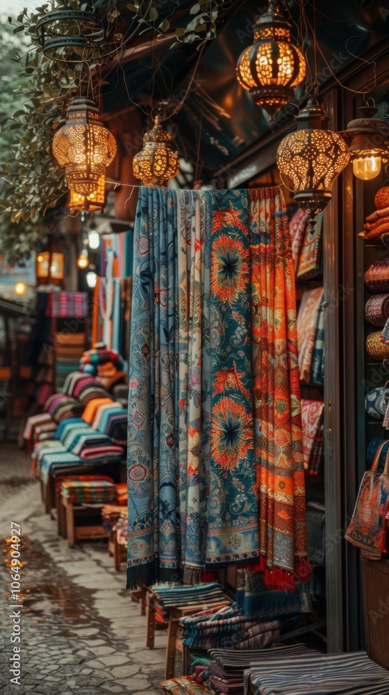 Fototapeta premium Many different colored fabrics , local market