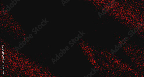 Seamless vector pattern featuring a grunge red speckle design. Abstract splatter and spatter effects create a black background.