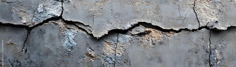 Obraz premium Close-up of a Cracked and Weathered Concrete Wall