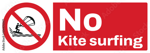 ISO prohibition safety signs text variation_no kite surfing_landscape size 1/2 a4/a3/a2/a1	
