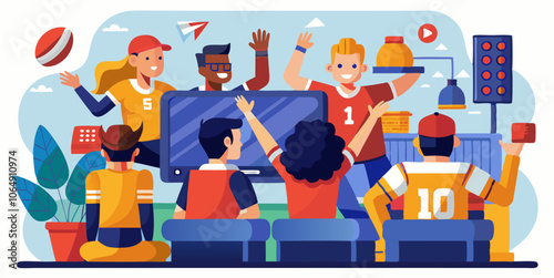 Enthusiastic fans watching the super bowl together for a sports website design