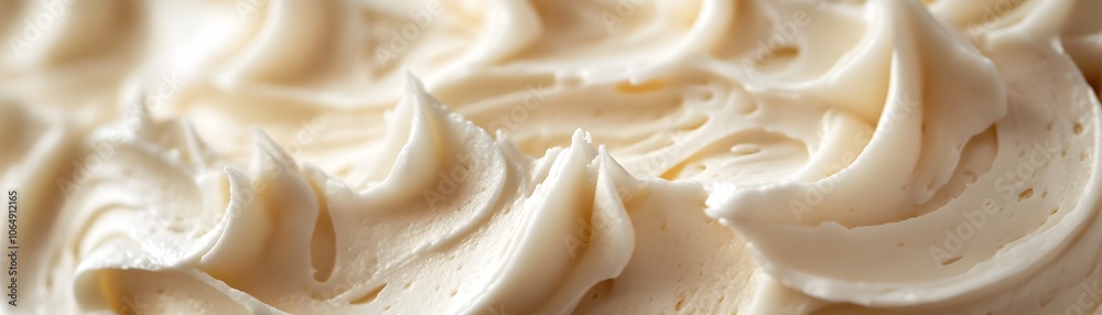 Close-Up of Swirled White Frosting with a Soft and Creamy Texture Close-Up of Swirled White Frosting with a Soft and Creamy Texture