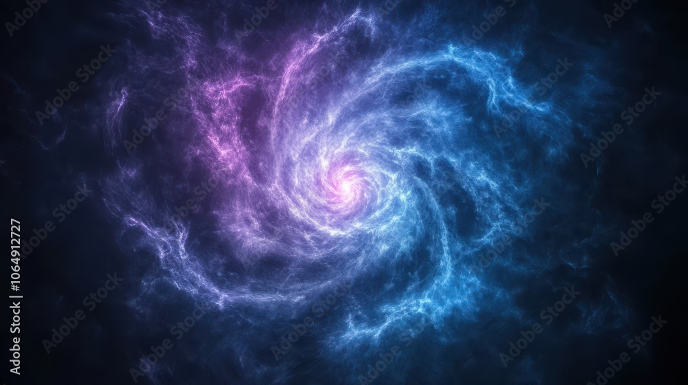 An ethereal spiral galaxy with vibrant blue and purple hues swirling in the cosmos, showcasing the beauty of space phenomena An ethereal spiral galaxy with vibrant blue and purple hues swirling in the cosmos, showcasing the beauty of space phenomena