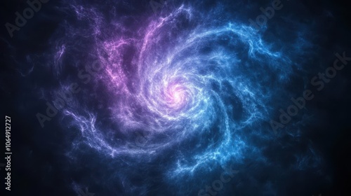 An ethereal spiral galaxy with vibrant blue and purple hues swirling in the cosmos, showcasing the beauty of space phenomena