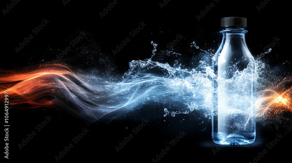 Intriguing contrast, water and fire coexist in a glass bottle, captivating visual paradox Intriguing contrast, water and fire coexist in a glass bottle, captivating visual paradox
