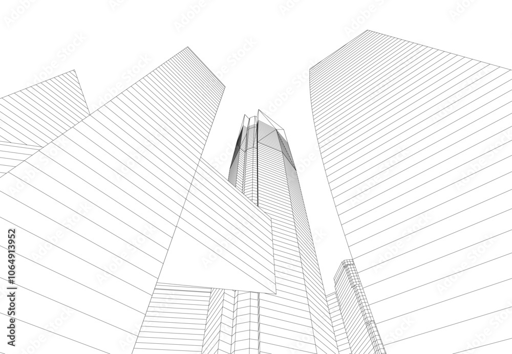 Fototapeta premium sketch of modern building