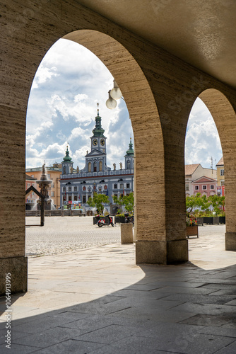Square of Ceske Budejovice from an unusual shooting angle