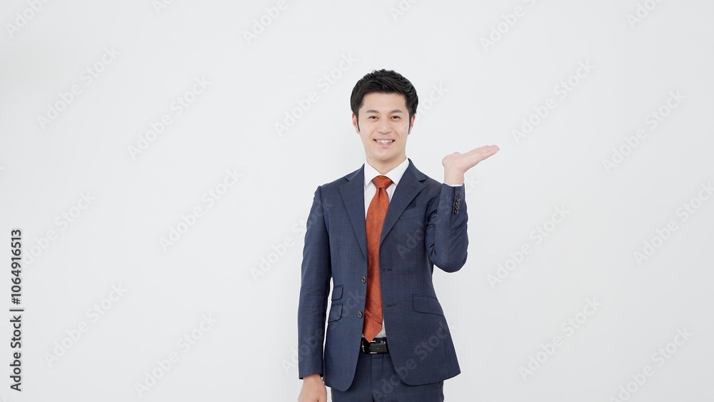 紹介をするアジア人ビジネスマン 紹介をするアジア人ビジネスマン
