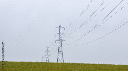 Canvastavla Electricity Pylons Tower Above And Stretch Across The Landscape Of The United Ki