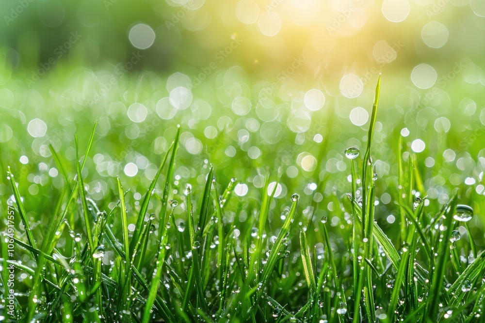 Fototapeta premium Dewy grass in morning light