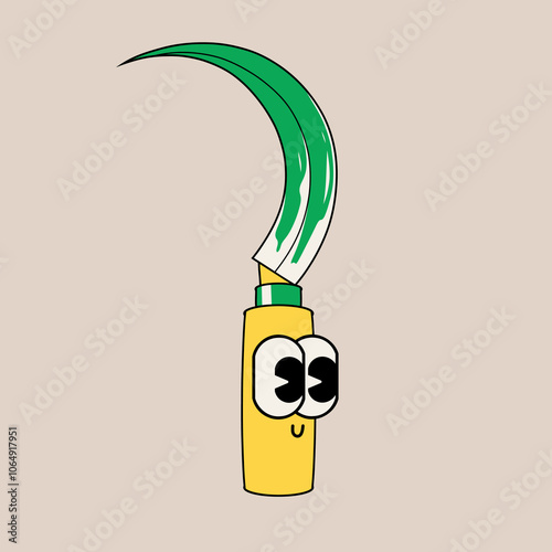 Doodle cute character illustration grass sickle sticker