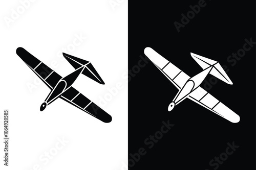 Glider isolated icon logo vector icon illustration on white background. Glider airplane aircraft sign.