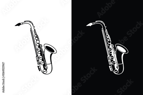 Saxophone flute icon on White Background Vector Art Illustration on white background.