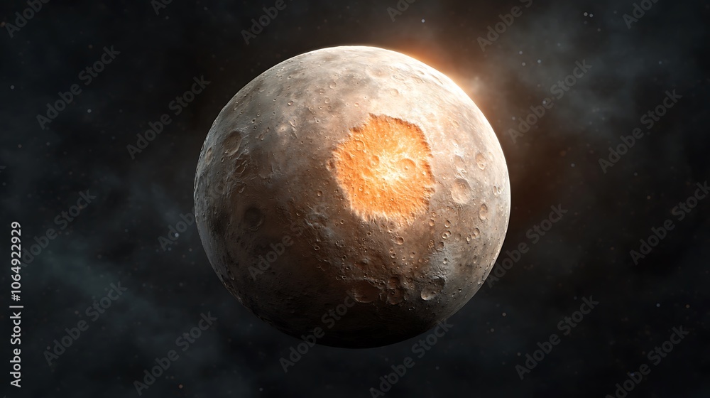 Naklejka premium Explore the fascinating surface of an ancient moon with unique crater features and mysteries