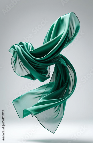 Luxurious silk scarf mockup for high-end fashion design. Premium template featuring floating fabric and elegant composition for pattern showcase.