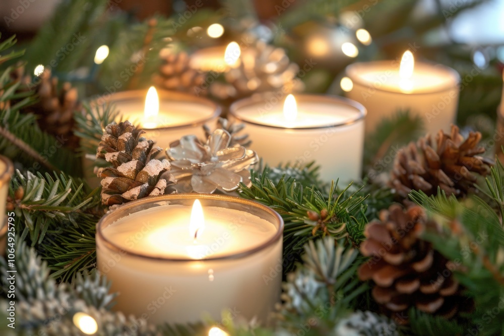 A close-up view of a collection of candles on a table, ready for use A close-up view of a collection of candles on a table, ready for use