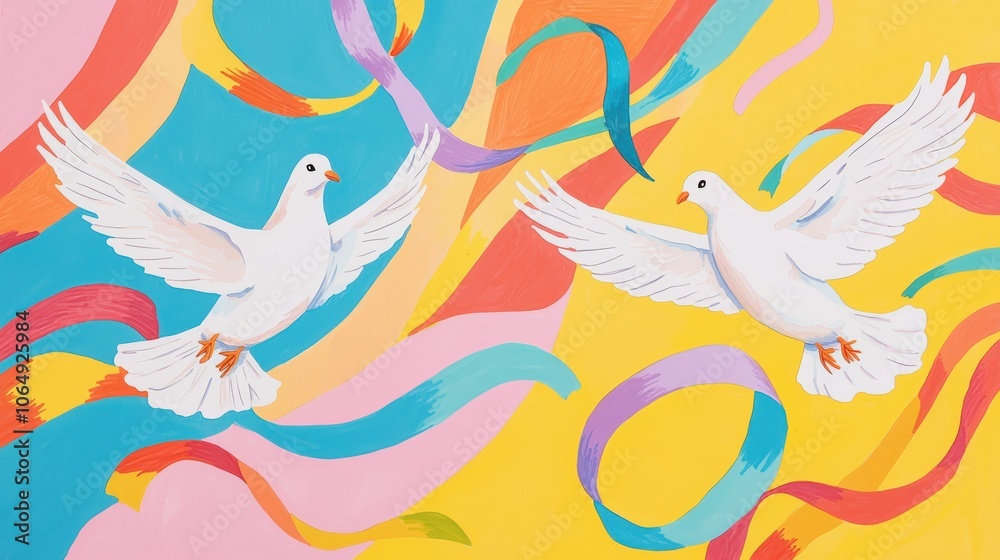 Two doves in flight Two doves in flight