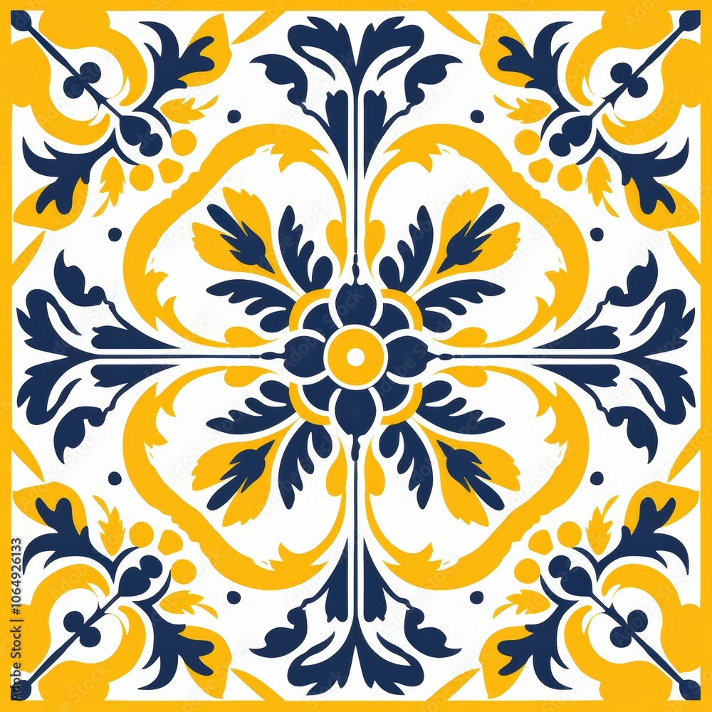 Fototapeta premium Blue and yellow tile