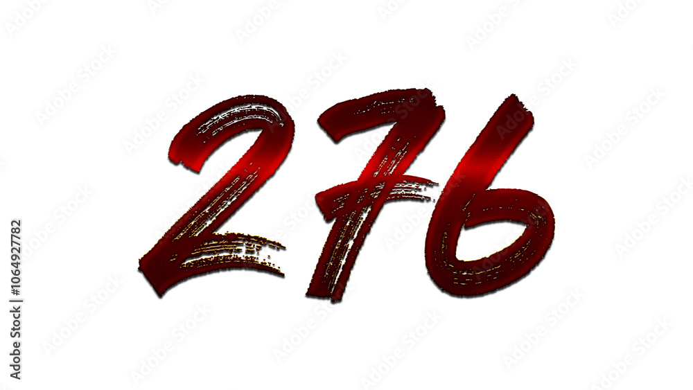 3D blood red number design of 276 on white background. 3D blood red number design of 276 on white background.