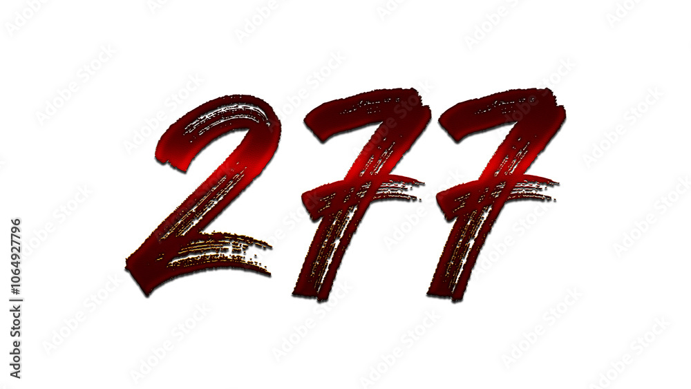 3D blood red number design of 277 on white background. 3D blood red number design of 277 on white background.