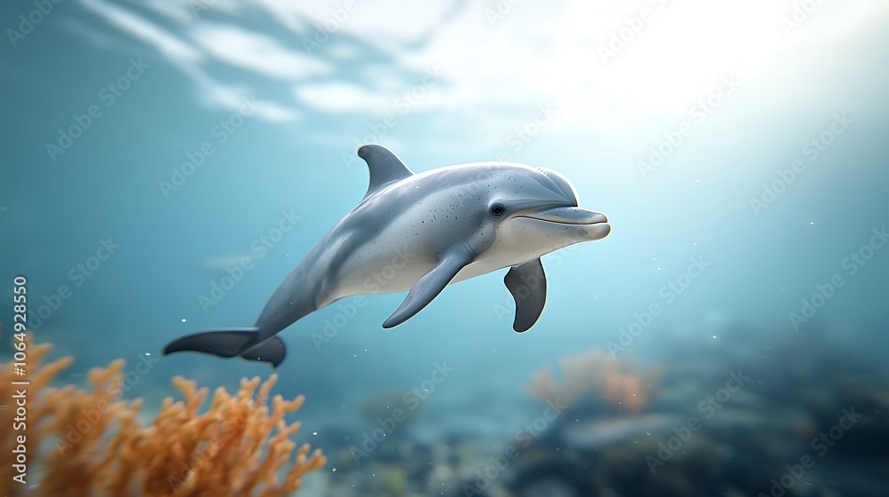 Dolphins gracefully swim through crystal clear ocean waters captivating underwater beauty Dolphins gracefully swim through crystal clear ocean waters captivating underwater beauty