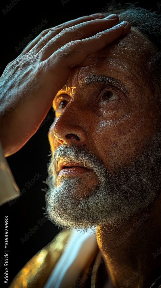 A close-up of a thoughtful man. A close-up of a thoughtful man.