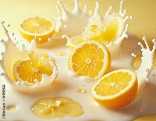 Fresh Fruits Immersed in water and milk.Refreshing and Invigorating