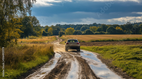 Wallpaper Mural petrol cars being driven on wide rough roads and field Torontodigital.ca