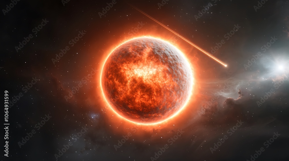 Obraz premium Explore the wonders of the fiery star and its cosmic surroundings in stunning detail