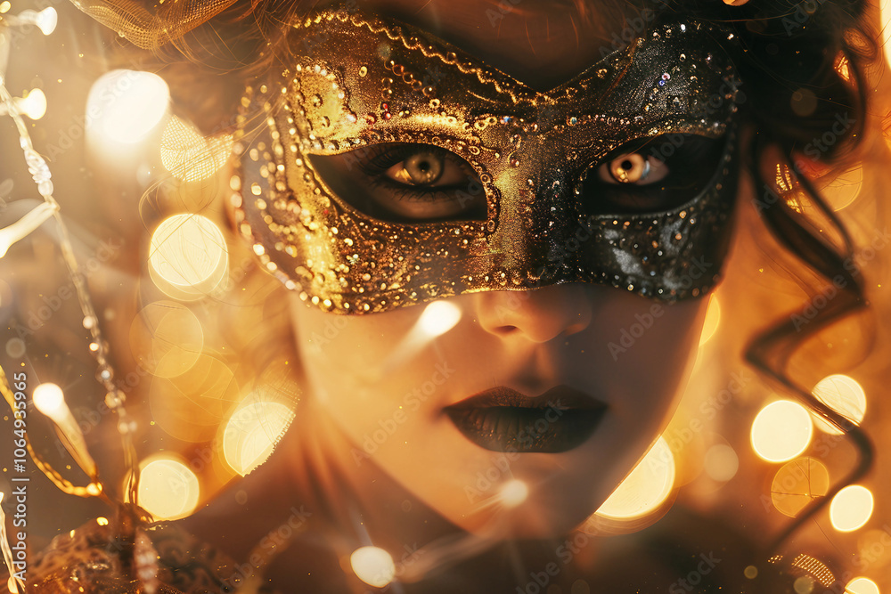 Venetian carnival mask on blurred bokeh background generative ai image Venetian carnival mask on blurred bokeh background generative ai image