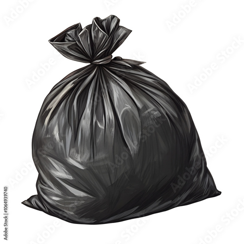 Black Trash Bag Illustration On Transparent Background Cutout, PNG file, Cutout file