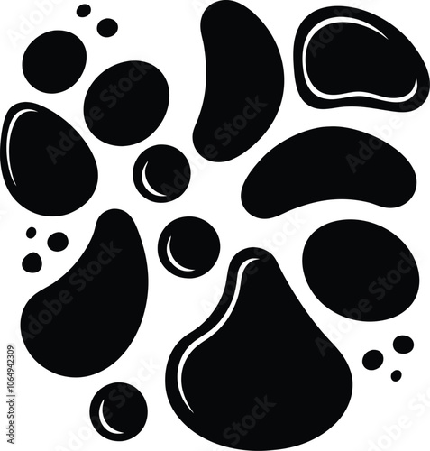 Abstract black and white shapes against a white background.