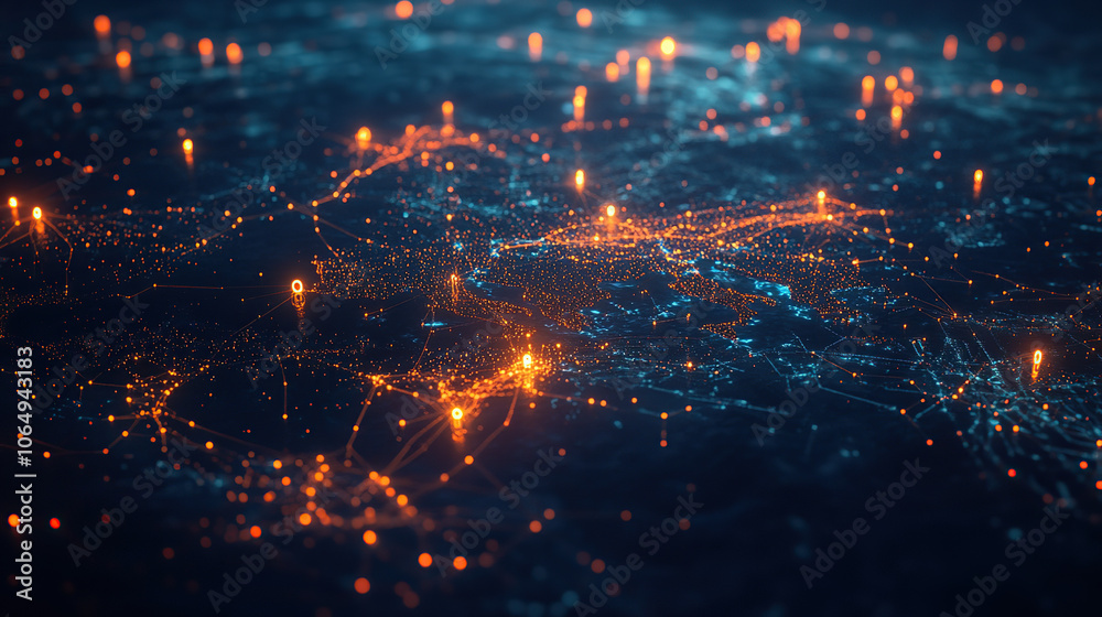 Fototapeta premium Cyber Connectivity Illustration of a Digital World Map