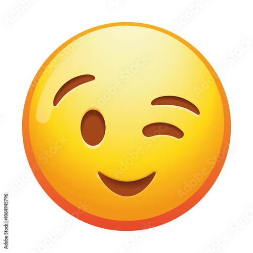 A charming winking emoji face, exuding playful mischief and friendliness with a bright smile and vibrant yellow colors. photo