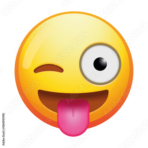 A playful winking emoji face with its tongue out, radiating fun and cheekiness with a bright smile and vibrant yellow colors.
