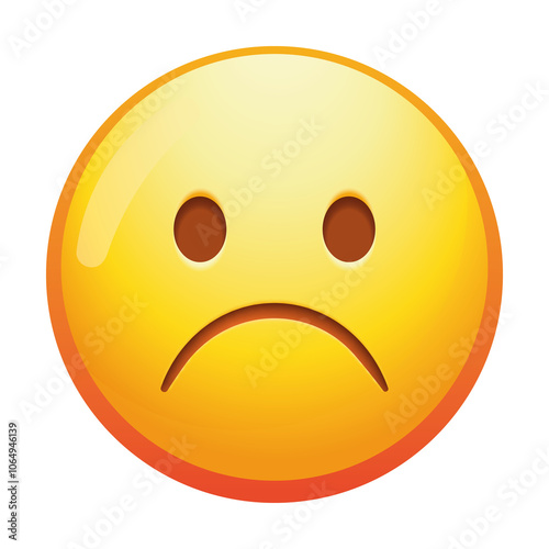 Photos A frowning emoji face with a deep frown and downcast eyes, conveying sadness and disappointment in soft yellow tones
