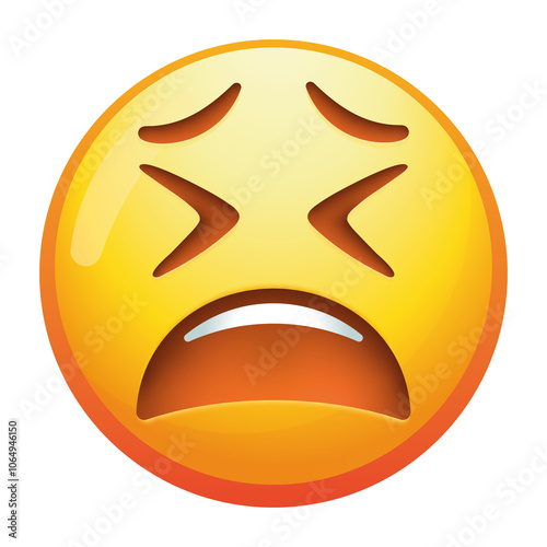 Fotografie A tired emoji face with drooping eyes and a slight frown, expressing fatigue and weariness in gentle yellow tones