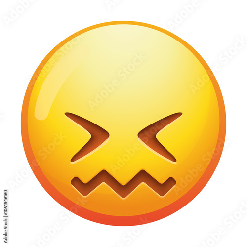 A confounded emoji face with wide eyes and a furrowed brow, expressing surprise and confusion in bright yellow tones.