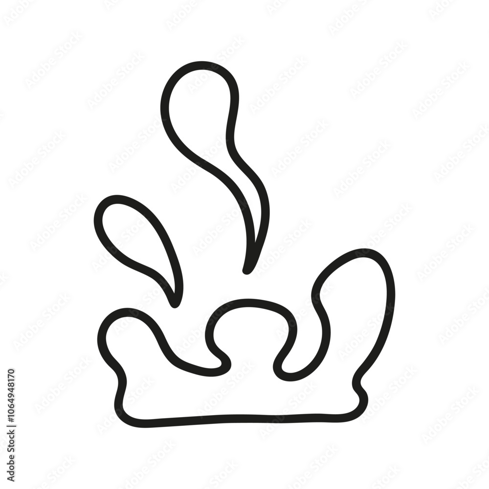 Obraz premium Hand drawn water splashes linear silhouette. Doodle graphic illustration