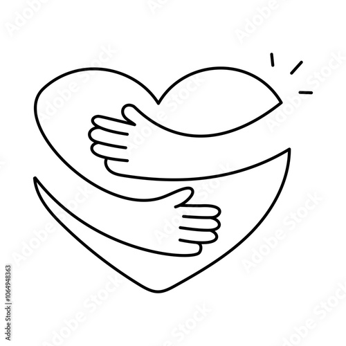 Community Care Icon – Hands Holding Heart, Representing Social Responsibility, Support, and Togetherness